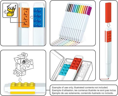 IQ LEGO Stationery Colored Marker 12 Pack with 4x2 Building Bricks - Fine Point (51644) in Saudi Arabia
