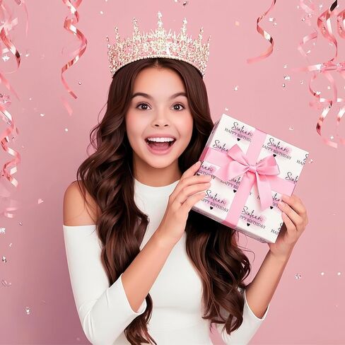 WRAPAHOLIC 16th Birthday Wrapping Paper Roll - Mini Roll - 17 Inch x 16.5 Feet - Blusher and Sixteen Happy Birthday Wrapping Paper for Girls Birthday, Baby Shower, Party in Saudi Arabia