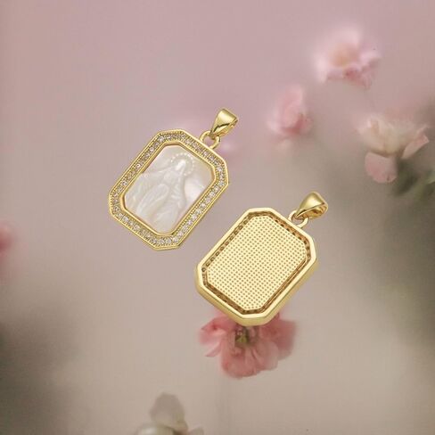 1 Piece Fine Carving Shell Pendants with 18K Gold Plated Zirconia Dijes de Charms for Birthday Gifts Souvenir Jewelry Making Accessories in Saudi Arabia