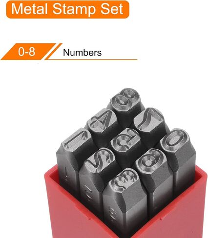 HARFINGTON 9pcs Number Stamp Set 5/16" 8mm High Tool Steel 0-9 Punch Press Tools Metal Stamps Set Hammer Hand Punch for Metal Plastic Wood Leather Brass Stamping in Saudi Arabia