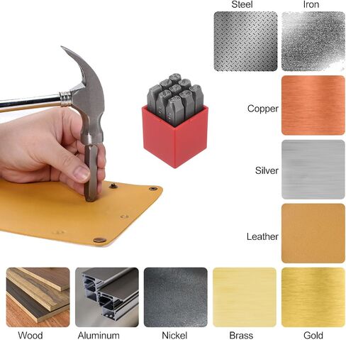 HARFINGTON 9pcs Number Stamp Set 5/16" 8mm High Tool Steel 0-9 Punch Press Tools Metal Stamps Set Hammer Hand Punch for Metal Plastic Wood Leather Brass Stamping in Saudi Arabia