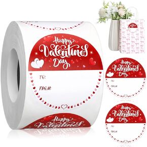 500 Pcs Valentines to from Stickers 2.36 Inch Valentine's Day Name Stickers Valentine's Day Envelope Seals Stickers Valentine Gift Tag Stickers Love Heart Stickers for Valentine Gift Wrap