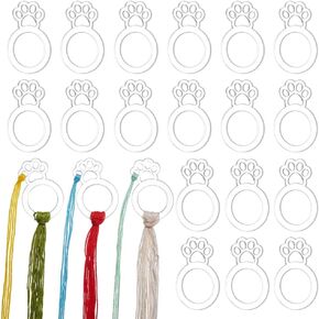 AHANDMAKER 30Pcs Clear Acrylic Floss Bobbins, Paw Print Acrylic Thread Drops Embroidery Thread Organizers Thread Winding Boards for Craft DIY Sewing Storage