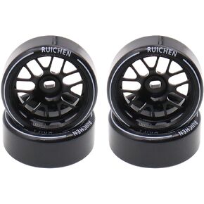 4PCS 27Mm Hard Drift Metal Wheel Rim Tyres Compatible with Wltoys 284131 K969 K979 K989 Kyosho Mini-Z 1/28 RC Car Parts（Black）