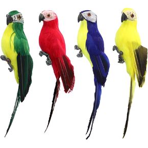 4 Pcs Fake Parrot Artificial Parrot Birds Foam Feather 10 Inch Pirate Decor Christmas for Halloween Craft Shoulder Costume Accessory Decoration Assorted Colors