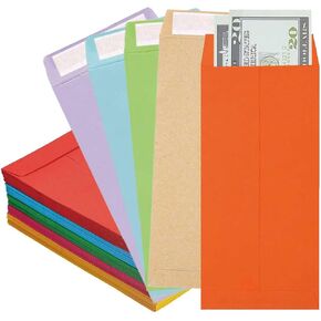 مظاريف مالية نقدًا 6.5 "× 3.5" ، 100 حزمة ملونة 120 مظاريف نقدية GSM #7 ، مظاريف العملات ذاتية اللصق تحدي توفير الأموال ، مظاريف المال الصغيرة لمكافحة بذور الميزانية بذور البذور