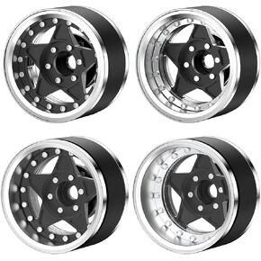 Aluminum 1.9 Inch Beadlock Wheels Adjustable 4 Offset for 1/10 TRX4 TRX6 Axial SCX10 I II III Redcat GEN7 GEN8 RC Crawler Upgrade Accessories (Black)