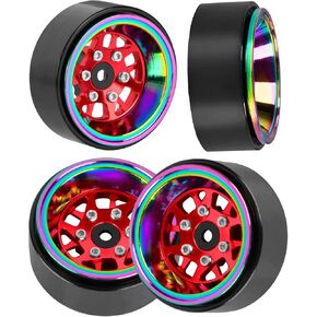 RC 1.3" Beadlock Wheels 1.3 rc Wheels for RC Crawler 1/18 TRX4M,1/24 SCX24,Alloy Aluminium 1.3 Beadlock Wheels 1.3 rc Rims,4pcs,Red