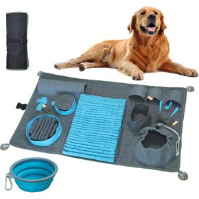Snuffle Mat for Dogs Large Breed-31'' X 19'' Sniff Mat Smell Training & Slow Eating, Dog Treat Puzzle, Interactive Feeding Game Dog Enrichment Toys for Boredom & Mental Stimulation (Blue&Grey)