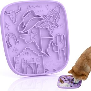 Silicone Lick Mat for Dogs,Rich and Innovative Textured Dog Food Mat,Slow Feeder Dog Mat for All Breed Dogs, Ideal Size to Hold 3 Cups of Variety Food,Dishwasher Safe,Purple