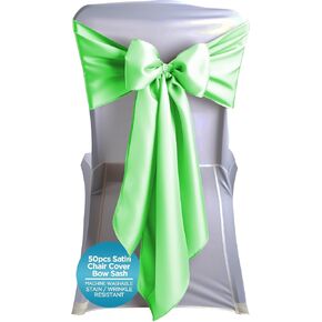Sparkles Make It Special 50 pcs Satin Chair Cover Bow Sash - Silver - Wedding Party Banquet Reception - 28 Colors Available