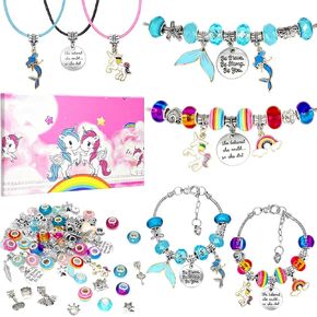 CH HAICHENG DIY Charm Bracelet Making Kit for Girls, Unicorn Bracelet Kit, Mermaid Unicorn Jewelry Making Kit for Girls Christmas Birthday Gift for Girls
