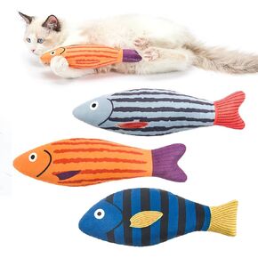 Jiupety Cat Toys Saury Fish 3 Pack Cat Chew Sound Toys Bite Resistant Catnip and Toys Cat Kicker Toy Interactive Kitten Cat Toys for Indoor Cats 9.4 Inches