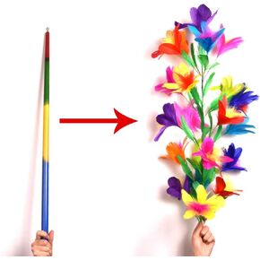 Blue-Ther Vanishing Disappearing Rainbow Metal Cane to Flowers Stage Magic Tricks Amazing Close Up Magic Wand Magic for Professional Magicians