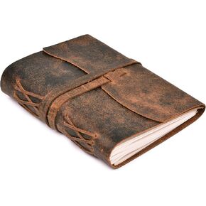 LEATHER VILLAGE Vintage Leather Journal 8"X6" | Brown | 260 Pages Lined Paper | Perfect for Office, Travel, & Personal Use | Premium College Ruled Notebook for Men & Women