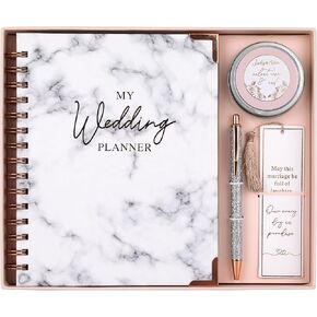 Wedding Planner Gift Box Includes Notebook, Metal Pen, Bookmark, Tin with 2 Tapes and 10 Heart Shape Clips. Notebook Wedding Planning and Organizer for the Bride. Bride Planner.
