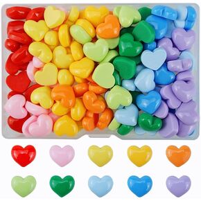 120 PCS Colorful Heart Resin Flatback Plastic Mini Heart Shape Charms Bulk Resin Embellishments for Crafts Accessories