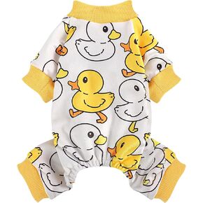 Soft Fleece Dog Pajamas for Small Dogs Adorable Puppy Sweaters Clothes Jumpsuit Pjs Lightweight Cat Coat Pet Apparel Yellow Duck, XS