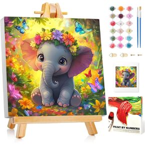 Reivworl Framed Paint by Numbers Kit for Adults Beginner & Kids Ages 8-12, Sloth Paint by Number with Easel, Painting by Numbers for Gifts and Home Decor (10X10Inch)
