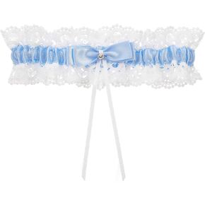 Wedding Garter for Bride, White Garter Elastic Lace Garter Bridal Garter for Women Girls Wedding Accessories Valentines Day Gifts