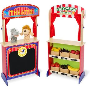 Monläurd® Wooden Puppet Theater (Puppet Included), Puppet Show Theater for Kids, Puppet Stage, Puppet Show, Puppets Theater for Kids Ages 4-8, Daycare Furniture, Nursery Furniture