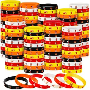 Zhanmai Fire Truck Bracelets Rubber Firefighter Wristbands Firefighter Party Silicone Wrist Bands for Birthday Party Supplies Decorations Firemen Family Favors, 5 Colors