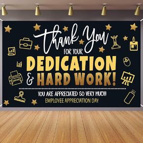 Employee Appreciation Day Banner Backdrop Decorations, Thank You for You Dedication Hard Work Employee Appreciation Background Decooration
