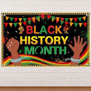 Lucleag Happy Black History Month Juneteenth Backdrop Banner, 71x43In Black History Month Party Background, Banner Photography Backdrop for Black History Month Juneteenth Decorations Party Supplies