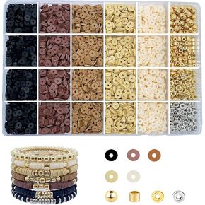 DEMOCRATIDO Coffee Bracelets for Women Bracelets Making Kit Clay Beads for Jewelry Making Clay Beads for Bracelets Making Bracelet Clay Bead Kit Friendship Bracelets Making Kit