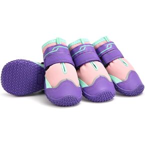 URBEST Dog Shoes for Large Dogs, Waterproof Medium Dog Booties for Winter Snowy Day, Summer Hot Pavement, Outdoor Walking, Indoor Hardfloors Anti Slip Dog Boots & Paw Protectors (Pink, 2#)