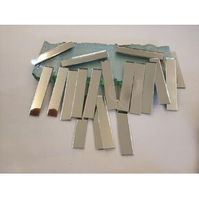 Ruixuan 3/8x2inch صغير الزجاج مستطيل المرايا الحرف الحرف السائبة 120 قطعة بلاط الفسيفساء