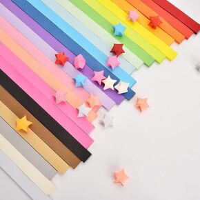 1350 Sheets Star Origami Paper 27 Assortment Color Star Paper Strip Double Sided Origami Stars Paper Solid Color, Lucky Star Decoration Paper Strips DIY Hand Art Crafts (1350 Sheets 27 colors)