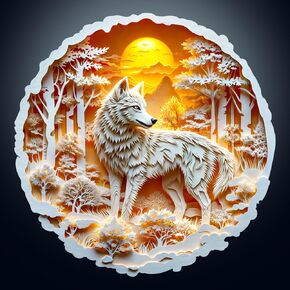 Wooden Puzzles for Adults, Woodne Wolf Puzzles, Flat Puzzles with 3D Visual Effect, Unique Puzzles Gifts for Puzzle Lover (S-8.5 * 8.4in 100pcs)