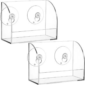 2 Pcs Acrylic Window Mount Index Card Holder with Suction Cups Clear 3x5 Card Holder Postcard Display Plastic Index Card Rack Acrylic Business Card Stand Organizer for Home Office School
