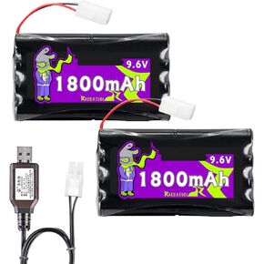 9.6V 1800mAh NiCd 4+4 Flat shape Rechargeable Battery with KET-2P/TAMIYA Plug(white),Fit for Nerf terrascout robot 1984 New Bright D-10 bulldozer Tyco Scorcher 9420 RC Toy Car Truck with Charger(8*AA)