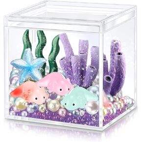 Axolotl DIY Tank Axolotl Craft with 3 Pcs Mini Axolotl Figures Axolotl Beads Axolotl Gift Set Axolotl Charms 3.2″ Acrylic Tank(Macaron Color,Stylish)