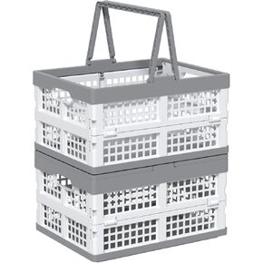 16 L Collapsible Storage Crate with Handles, 2-Pack Folding Plastic Crates