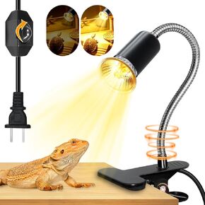 Tortoise Heat Lamp,E27 UVA/UVB Reptile Heat Lamp,360°Flexible Rotating Chick Heat Lamp with Ceramic Bulb Holder,Dimmable Plant Growth Lamp, Metal Clip, 2.4M Cable, for Aquarium Turtle Snakes,No Bulb