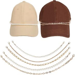 5 PCS Trucker Hat Chains Bill Decoration Diy Diy Metal Cains Discorative Trucket Hat Charms Gold Metal Baseball Cap Cains 5 Starkes Trucker Hat Exclues for Women Men