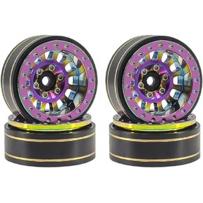 4pcs 1.0 inch Deep Dish Brass Beadlock Wheel Rim Metal for RC CAR 1/18 1/24 RC Crawler Car SCX24 TRX4M Upgrade Parts Accessories