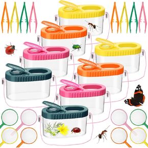 8 Pack Bug Catcher Kit Outdoor Toy Gift for Kids with Bug Containers, Magnifying Glass, Tweezers Bug Collection Kit for Kids Bug Catching Kit Kids Outdoor Explorer Kit for Girls Boys