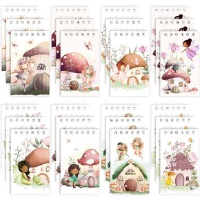 24 Pcs Fairy Mini Notebooks Cute Forest Wing Angel Spiral Pocket Notepads Journal Memo Pads Party Favors Gifts for Girls Fairytale Woodland Garden Baby Shower Birthday School Classroom Rewards