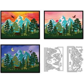 Realistic Forest Die Cuts for Card Making, Carbon Steel Die Cuts Overlay Landscape Cutting Dies Frame Stencils Scrapbooking Embossing Template Dies for Festivals Craft Birthday Gift Decor
