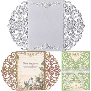 Lace Flower Metal Cutting Dies for Card Making, Wedding Invitation Card Border Die Cuts Carbon Steel Embossing Stencil Template Cutting Tools for DIY Scrapbooking Paper Card Photo Album Craft Supplies