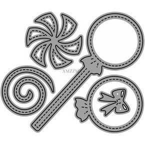Patchwork Lollipop Metal Cutting Dies for Card Making, Paper Embossing Die Cuts Kit Templates Supplies, Photo Frame Album DIY Scrapbooking Stencils Sets