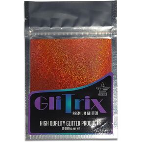 Glitrix Micro Fine Glitter Glitter ، 50g 1/256 "مسحوق لمعان للراتنج ، البهلوان ، الحرف الفنية ، الشعر ، الوجه ، الجسم ، المكياج (هولو نار برتقالي)
