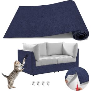 Cat Scratch Couch Furniture Protector, Adhesive Cat Scratch Pad Deterrent for Furniture, DIY Climbing Cat Scratcher Couch Protector from Cat Claws Scratching Mat for Indoor Cat (Navy,39.3x15.8In)