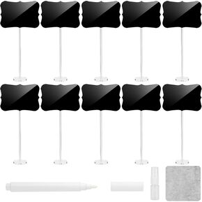 NiHome Mini Acrylic Chalkboard Signs for Food, Reusable Food Labels Tags for Party, Buffet, Cafe,Table Numbers, Wedding, Birthday, Etc, Party Food Labels with Marker, Spray Bottle & Cloth