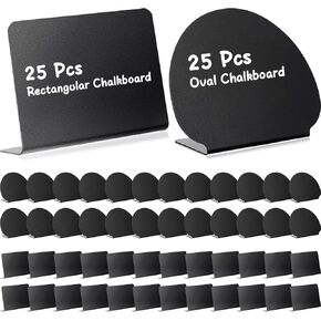 50 Pcs Mini Chalkboard Signs 4"x3" Small Food Labels for Party Buffet Mall Chalk Board Food Tags Matte Black Catering Supplies Buffet Display for Christmas Party Weddings Bakery Event Decor