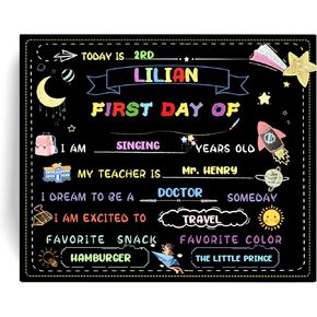 First Day of School Board, 1st and Last Day of School Board Sign, 12"" x 10""Reusable Double-Sided Chalkboard Sign Back to School Supplies for Kindergarten Preschool